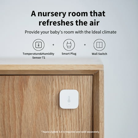 T1 Temperature and Humidity Sensor- Requires Aqara Hub, Supports Apple HomeKit, Alexa, Google, SmartThings - White