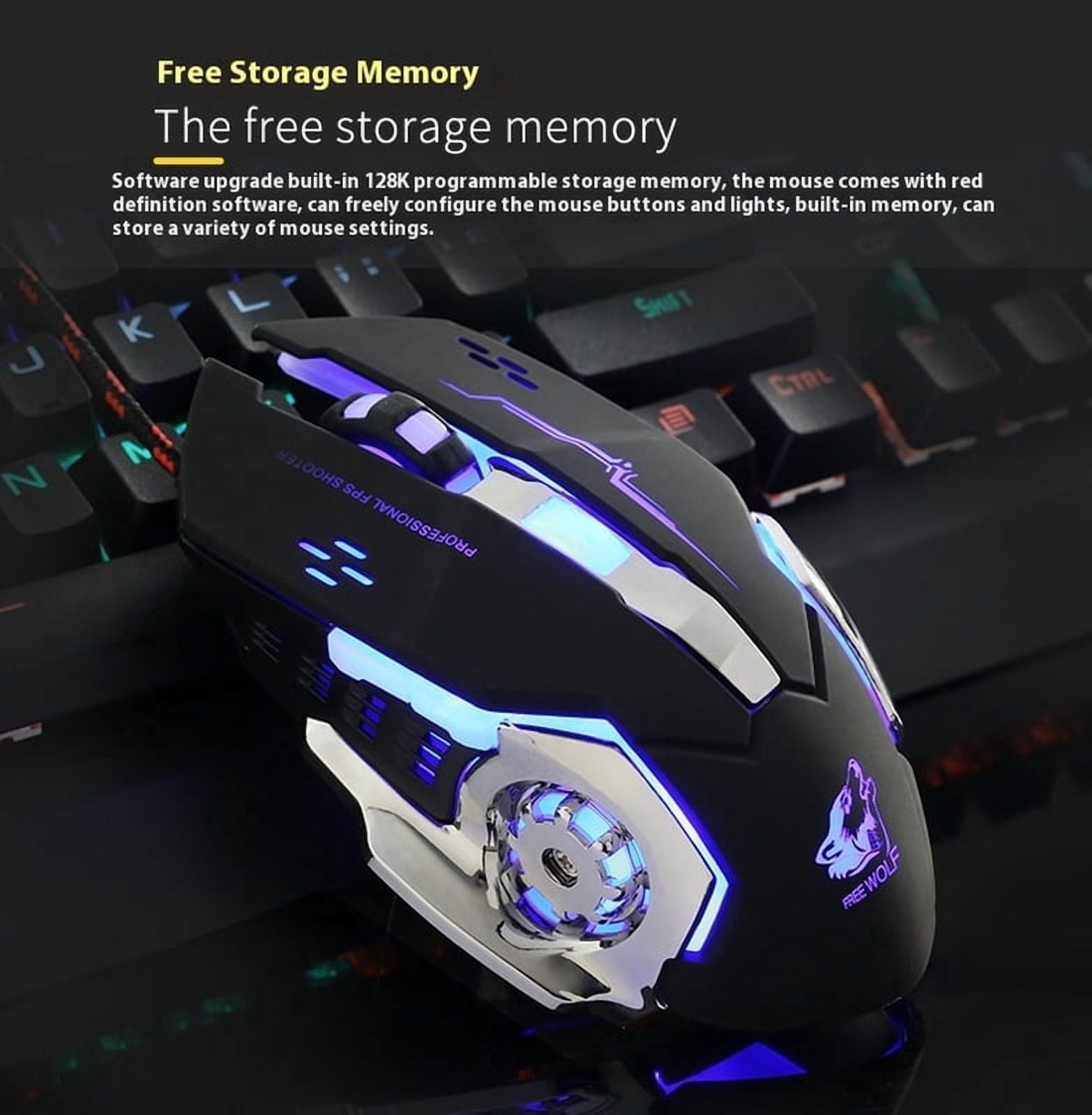 Free Wolf V5 Mechanical Mouse Wired Gaming Mouse Luminous Office Computer Gaming Mouse Supports Optoelectronics Gift