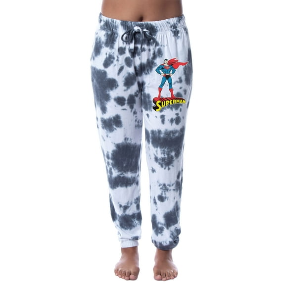 DC Comics Womens' Superman Logo Tie-Dye Jogger Sleep Pajama Pants