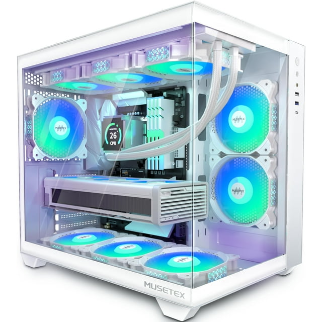 Funda para PC MUSETEX Y6 ATX tipo C con 6 ventiladores PWM ARGB RAD de 360 mm