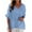 Blue, variant on ICHUANYI Women's V Neck Short Sleeve Shirts Trendy Loose Button Cotton Linen Tunic Tops