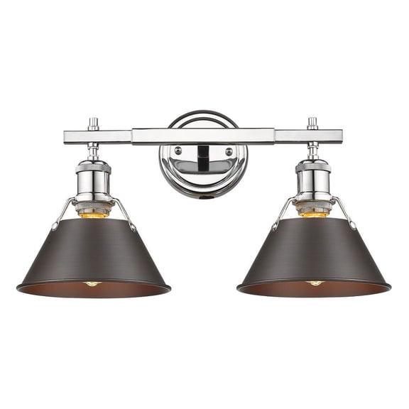 Yep by Golden Lighting Orwell 2-light Vanity in Chrome and Rubbed Bronze shade