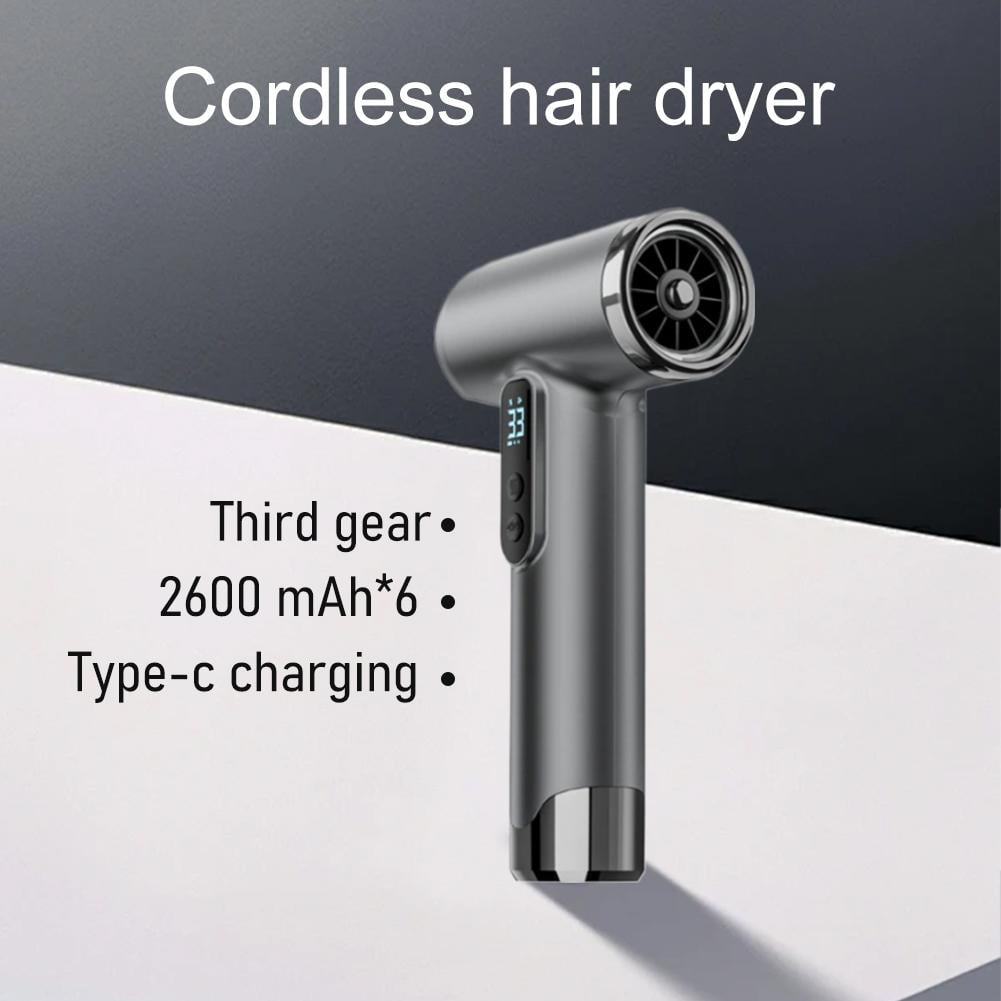 Cordless Hair Dryer with USB Charging, 3-Speed Wind and Temperature Adjustment, Suitable for Travel and Outdoor Use