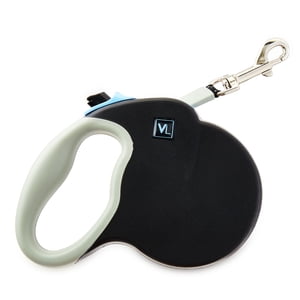 Vibrant Life 13-Foot Reflective Retractable Tape Leash, Black, Medium
