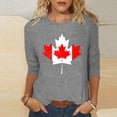 thumbnail image 4 of qucoqpe Women's Summer Tops Fashion Casual Loose Crew Neck 3/4 Sleeve Shirts Maple Leaf Printed Blouses, 4 of 5