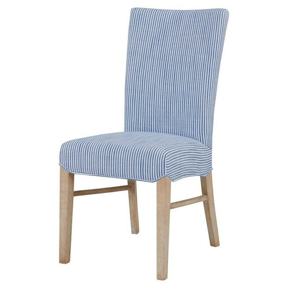 Pemberly Row 19.5" Fabric Chair in Blue Stripes/Natural (Set of 2)