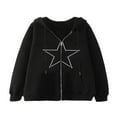 thumbnail image 1 of MesaSe Women Rhinestone Zipper Hoodie Sweatshirts Long Sleeve Zip Up Drawstring Hoodie Oversized Jacket with Pockets Black Spider‘s Web L, 1 of 2