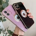 thumbnail image 2 of Cute for iPhone 13 6.1-inch Case with Gold Logo Circle,Plating Shockproof Protective Soft Silicone Back Cover Cases with Clear Acrylic Camera Lens Protector(Black), 2 of 12