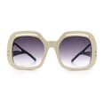 thumbnail image 5 of Womens Thick Plastic Rectangle Butterfly Retro Diva Sunglasses Ivory Black - Smoke, 5 of 8