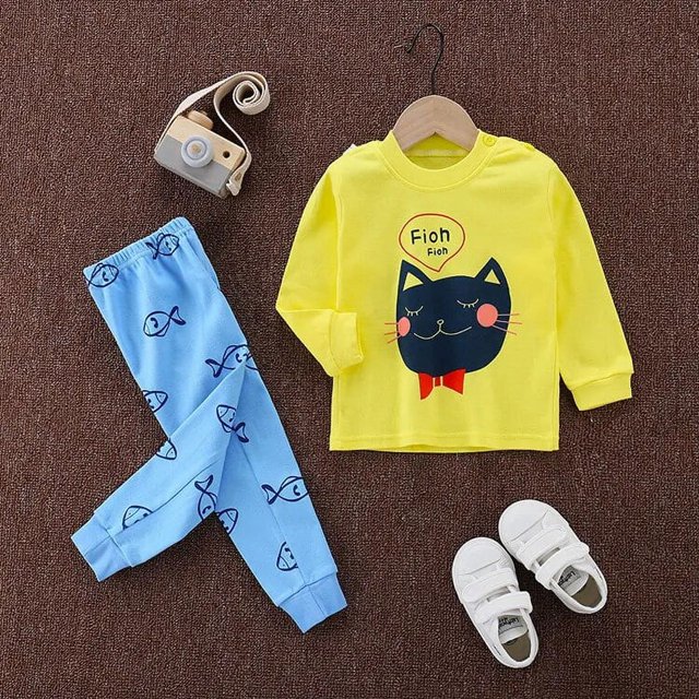 Conjunto de pijamas de algodón para niñas pequeñas, ropa de dormir de manga larga con dibujos animados, para Navidad familiar, de 1 a 6 años, para invierno