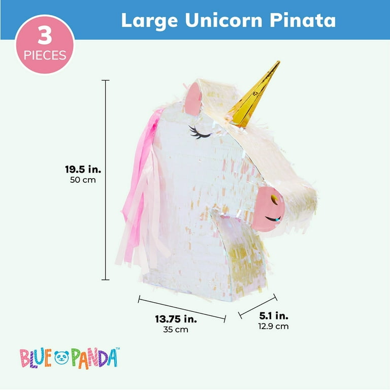 Whaline Unicorn Number 1 Pinata with Blindfold Stick and Confetti