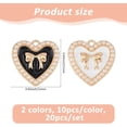 thumbnail image 2 of 20Pcs 2 Colors Light Gold Tone Alloy Enamel Pendants with Plastic Imitation Pearls Heart with Bowknot Charm Mixed Color 21x21mm 10pcs/color, 2 of 6