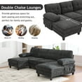 thumbnail image 5 of Villeston U-shaped Sectional Sofa 103.6" Chenille Fabric Couch with Dual Chaise Lounges, Storage Pockets and Armrest Pillows for Living Room,Black, 5 of 8