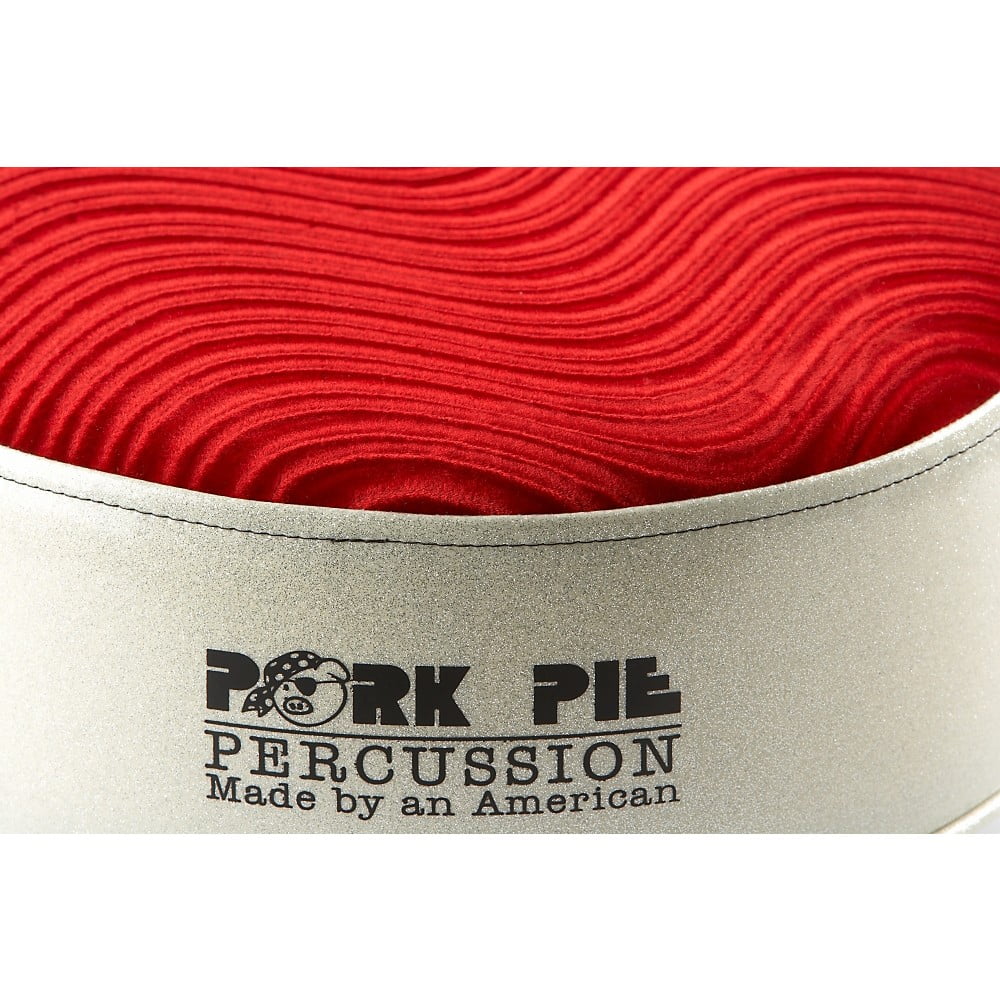 Pork Pie Round Drum Throne - Silver Sparkle with Red Swirl Top