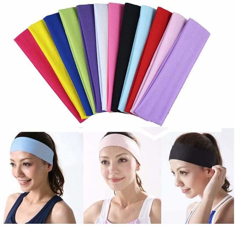 Pack of 5 Hair Head Band Sweatband Headband Stretch Hair Wrap Sports Yoga Gym 