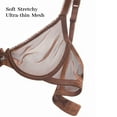 thumbnail image 5 of YANDW Sexy Sheer See Through Bras Unlined Underwire Lace Mesh Non Padded Plus Sizes Bralette 34B, Brown, 5 of 7