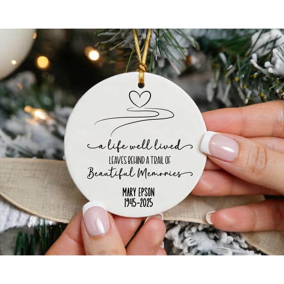 Personalized Memorial Ornament, Custom Ceramic Keepsake, Sympathy Gift for Loved One Remembrance