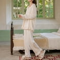 thumbnail image 4 of Defitshape Women's Victorian Pajama Set Ruffled Pant Crew Neck 100 Cotton Long Sleeve Pj Sleepwear Style6 14, 4 of 5