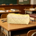 thumbnail image 7 of Cute Pencil Pouch, Quilted Gingham Pencil Case with Lace Accent, Zipper Organizer Bag for Office Desk Artists Travel and Makeup Storage, 6.7 Inch, 7 of 7