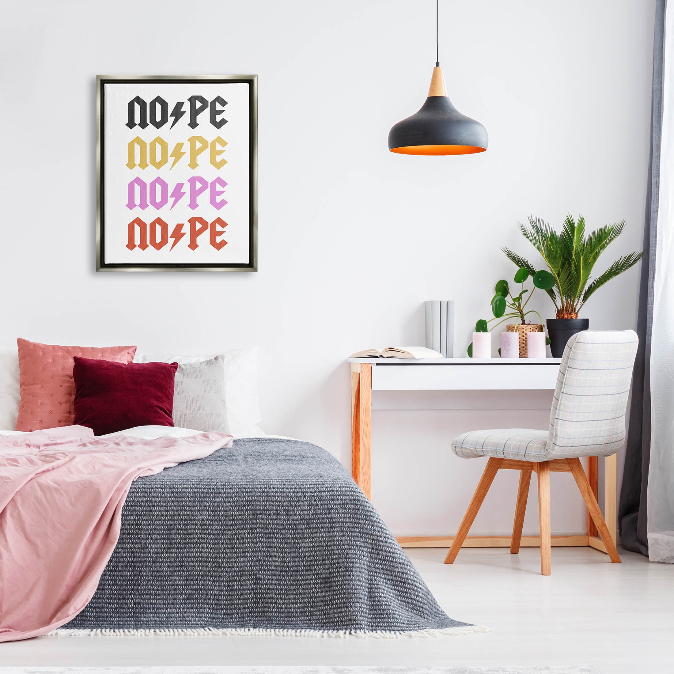 Nope Thunder Bold Symbol Phrase Typography Graphic Art Luster Gray Framed Art Print Wall Art