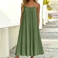 thumbnail image 2 of Ygbgbb Women's Spaghetti Strap Pleated Maxi Dress, Flowy Sundress, Pleated Design Lightweight Dress for Beach & Vacation Green S, 2 of 8
