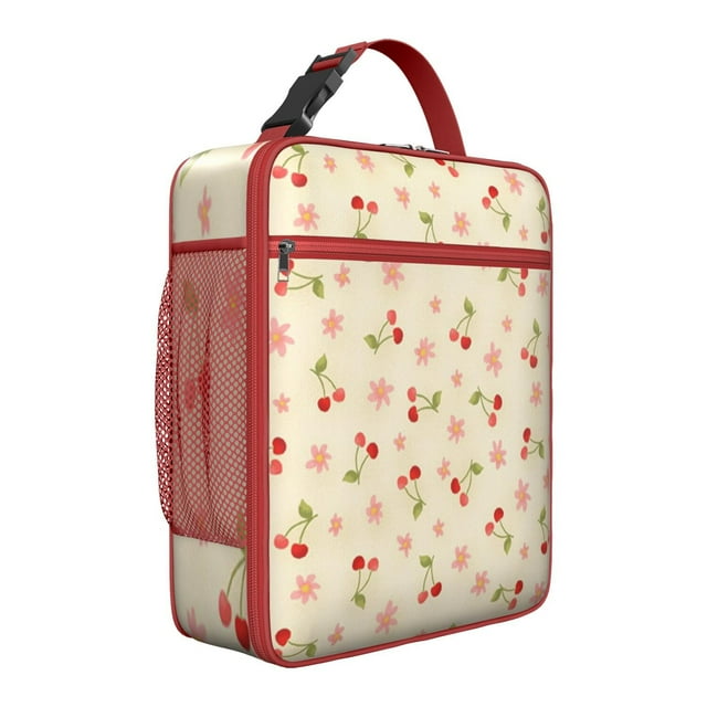 Sac à Lunch Cerise – Motif de Fruits Cerises Rouges Mignon Design Esthétique pour Amateurs de Cerises Illustration d'Art de Bonbons Rose Doux Sac Isotherme Réutilisable