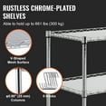 thumbnail image 7 of KFFKFF 3-Tier Kitchen Cart, Steel Rolling Cart with 550LBS Capacity, Mobile Service Cart, Metallic Storage Trolley with 80mm Basket, Curved Handle, PP Liner, 7 of 7