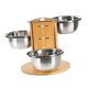 thumbnail image 2 of Comedero Elevado para Perros y Gatos Estación Alimentadora Ajustable con Triple Tazón de Acero Inoxidable Estructura Estable de Madera Antideslizante, 2 of 9