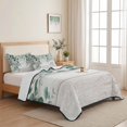 thumbnail image 5 of Queen Quilt Set 90''x96'', Eucalyptus Leaves Lightweight Bedspread Coverlet Set with 2 Pillow Shams, Spring Summer Botanical Watercolor Breathable All Season Quilt Bedding for Bedroom/Guest Room, 5 of 9