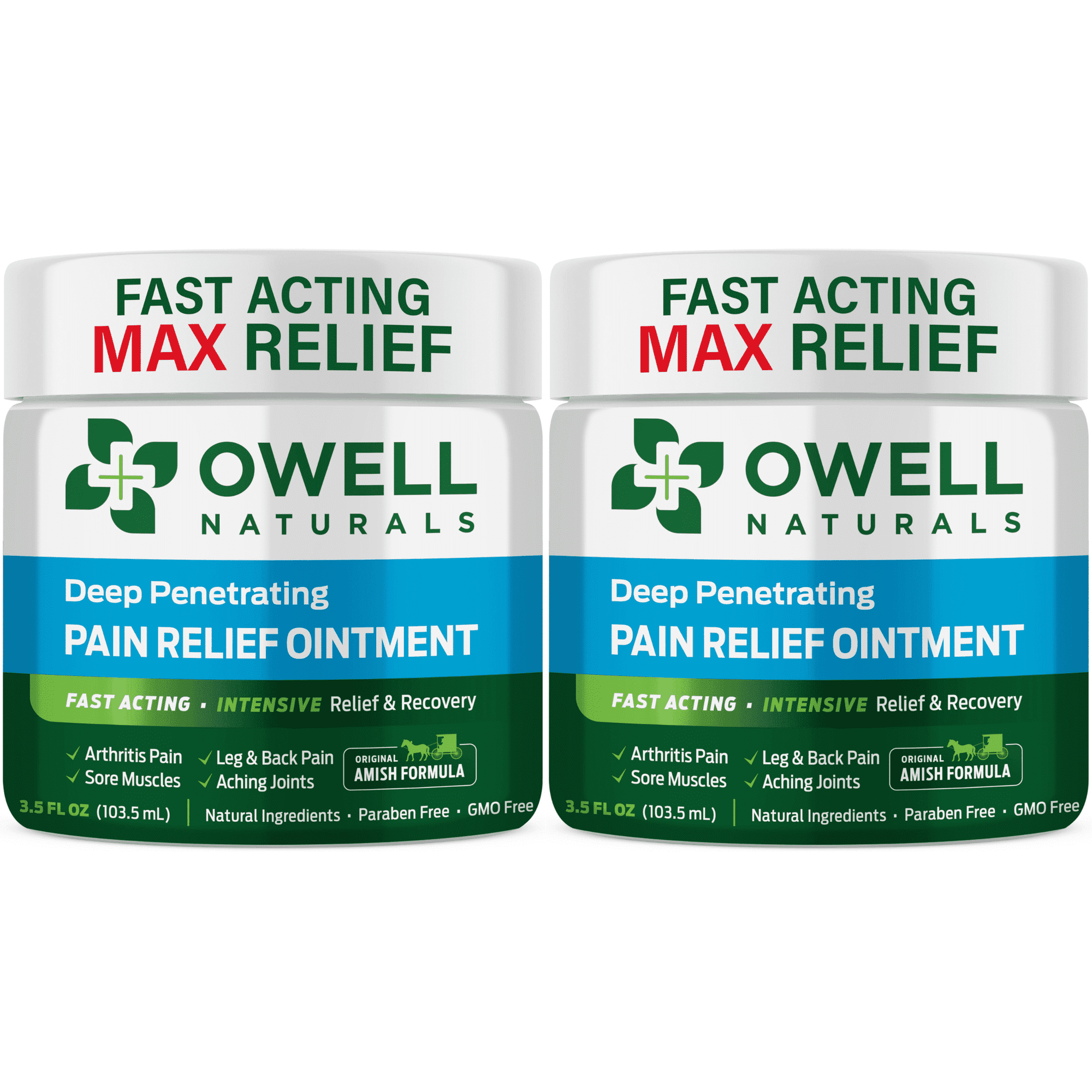 Owell Naturals Deep Penetrating Ointment 3.5 oz 2 Pack, Maximum Strength Muscle Cream, Joint Care Cream, Body Massage Ointment