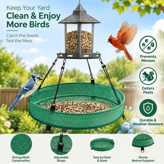 Bird Feeder Seed Catcher Tray – Mesh Catcher for Under Feeder, Outdoor Yard Accessory