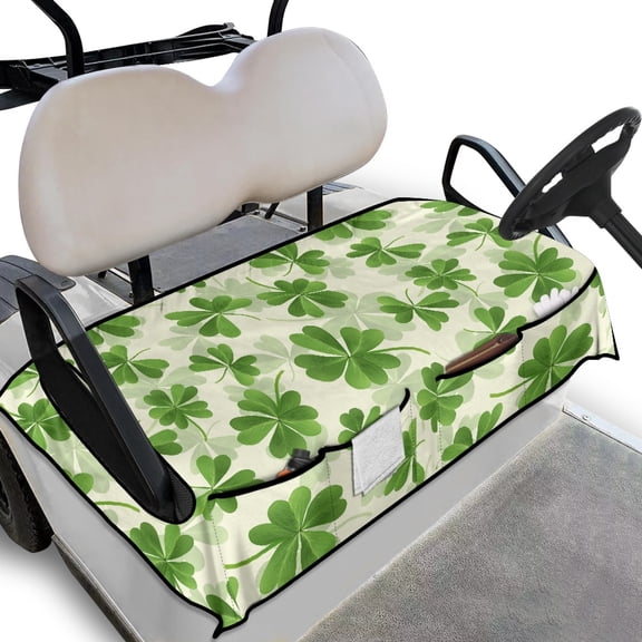 Whosucclay Comfort Golf Cart Seat Cushion Cover for Winter Outdoors, Thickened With 4 Storage Pockets Premium Outdoor Golf Cart Seat Cover, Clover
