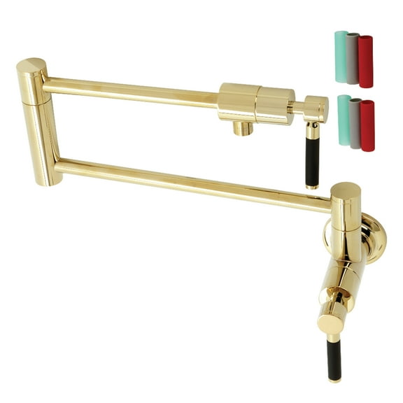 Kingston Brass KS4102DKL Kaiser Two-Handle 1-Hole Wall Mount Pot Filler Faucet in Polished Brass