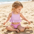 thumbnail image 2 of Younger Tree Girl 3-Piece Rashguard Swimsuit Set Baby Cute Long Sleeve Top Sling Vest Bikini Swim Suits for 12-18 Months, 2 of 8