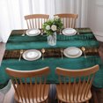 thumbnail image 3 of Vintage Teal Stripe Table Cloth Waterproof Tablecloths, Farmhouse Shabby Turquoise Tablecloth Dining Table Cover for Kitchen Party Tabletop Outdoor, Rectangle Tablecloth 60x84 Inch, 3 of 9