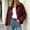 Wine, variant on IUYRTFE Women Relaxed Fit Snap Button Jacket with Pockets for Casual Daily Wear
