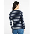 thumbnail image 4 of Time and Tru Women's Striped Henley with Long Sleeves, Sizes XS-XXXL, 4 of 6