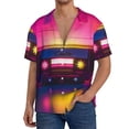 thumbnail image 7 of Lsque Neon Cassette Tape print Men's Cuban Collar Short Sleeve Shirt Summer Beachwear Casual Button Down Fashionable Vacation Leisure Shirt-3X-Large, 7 of 7