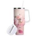 thumbnail image 2 of 30 oz Tumbler With Handle Stainless Steel Insulated Tumbler With Lid for Car Cup Holder Pink Rose Pattern, 2 of 9