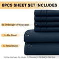 thumbnail image 4 of Lux Decor Collection King Bed Sheets - 16 Inch Deep Pocket 6 Piece Microfiber Bedding Sheets & Pillowcase Sets - Navy Blue, 4 of 11