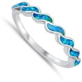 thumbnail image 4 of CHOOSE YOUR COLOR Elegant Modern Swirl Ring .925 Sterling Silver Band Blue CZ Female Size 4, 4 of 4