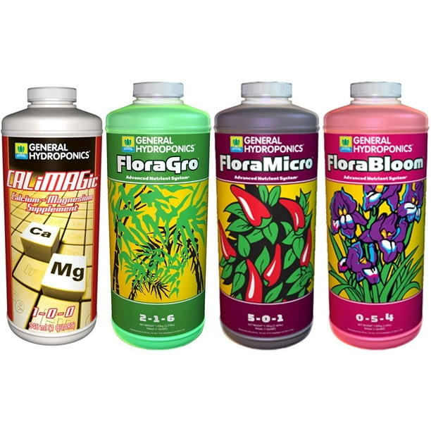 General Hydroponics GLCMBX0009 Calimagic & Flora Gro, Micro & Bloom Combo, 1 Quart Fertilizer