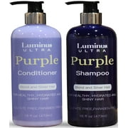 Luminus Ultra Purple Shampoo and Conditioner Set, Salon Grade for Blonde, Gray - Color Treated Hair, Silver Blonde, Bleached, or Brown Highlighted Hair. Removes Yellow & Brass tones. 16.9fl.oz x 4
