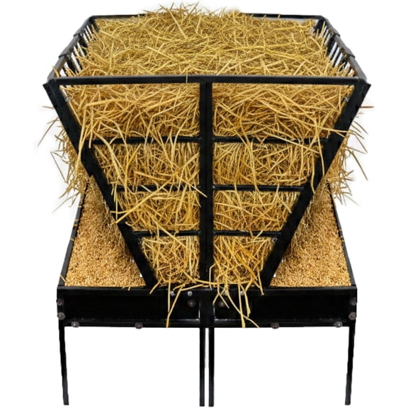 FEBTECH Pasture Hay Feeder 2-Pack, 85 Gallon Total Capacity, Connectable Design Forms One Long Livestock Hay Feeder for Double Feeding Space, Heavy-Duty Livestock Hay Rack for Goats, Sheep & Cattle
