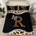 thumbnail image 2 of Castle Fairy Bowknot Letter Monogrammed R Twin Sheet Sets,Cheetah Print Bow Bedding, 2 of 7