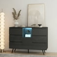 thumbnail image 6 of Wood Sideboard Buffet Cabinet with Storage Shelf, Bar Cupboard Storage Cabinet with LED Light, 6 of 6