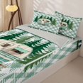 thumbnail image 3 of Castle Fairy Boho Pine Tree Camper Zipper Full Size Comforter Sets with Fitted Sheet and 2 Pillowcases,Checkered RV Print Zipper Bedding Set for Bedroom,Green White,4pcs,Grey Reversible, 3 of 6