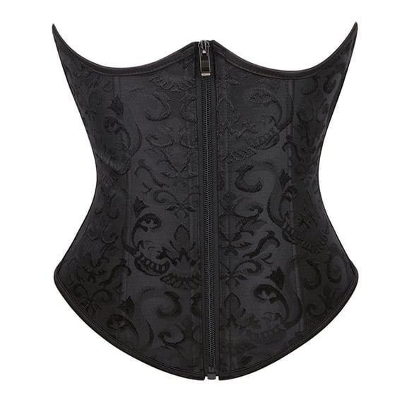 LILIYA Corset Belt for Women Short Zip Up Underbust Waist Cincher Shapewear with Boned Support and Torso Control for Halloween Party Events