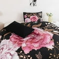 thumbnail image 6 of URBONUR 3 Pieces Black Pink King Size Bedding Set Floral Comforter Set Pink Flowers and Gold Butterfly Bed Set for Women Soft Botanical Bedding Comforter Set for All Season, 6 of 10