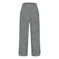 thumbnail image 6 of Capri Pants For Women High Waisted Long Striped Button Detail Capris Trousers Loose Fit Grey Running Lounge Pant S, 6 of 6